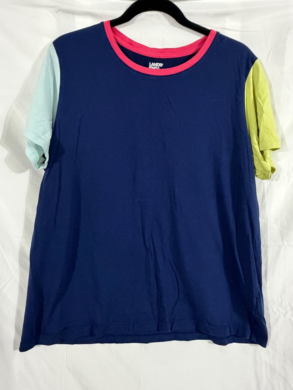 Lands' End Women's XL Colorblock Tee Navy Multi-Color
